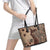 Bula Fiji Leather Tote Bag Shark Tail Beige Masi Tapa