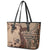 Bula Fiji Leather Tote Bag Shark Tail Beige Masi Tapa