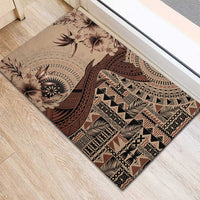 Bula Fiji Rubber Doormat Shark Tail Beige Masi Tapa LT7 - Polynesian Pride