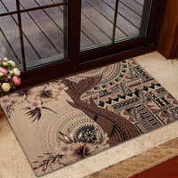 Bula Fiji Rubber Doormat Shark Tail Beige Masi Tapa LT7 - Polynesian Pride