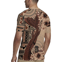 Bula Fiji Rugby Jersey Shark Tail Beige Masi Tapa LT7 - Polynesian Pride