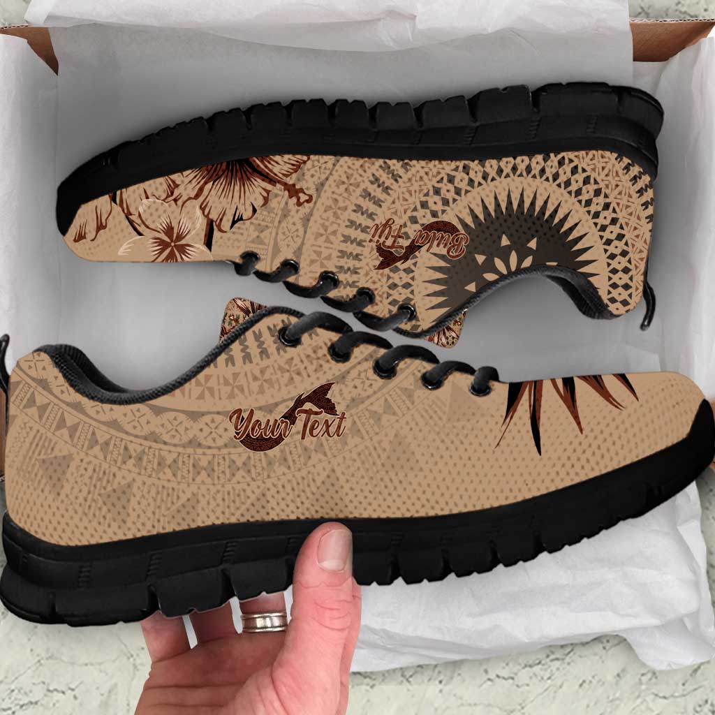 Bula Fiji Personalised Sneakers Shark Tail Beige Masi Tapa LT7 Beige - Polynesian Pride