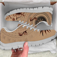 Bula Fiji Personalised Sneakers Shark Tail Beige Masi Tapa LT7 Beige - Polynesian Pride