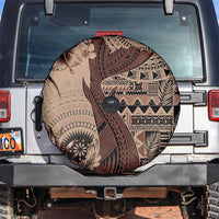 Bula Fiji Spare Tire Cover Shark Tail Beige Masi Tapa LT7 Beige - Polynesian Pride
