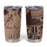 Bula Fiji Personalised Tumbler Cup Shark Tail Beige Masi Tapa LT7 Beige - Polynesian Pride