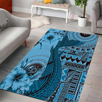 Bula Fiji Area Rug Shark Tail Turquoise Masi Tapa LT7 - Polynesian Pride
