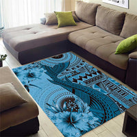 Bula Fiji Area Rug Shark Tail Turquoise Masi Tapa LT7 - Polynesian Pride