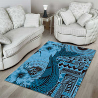 Bula Fiji Area Rug Shark Tail Turquoise Masi Tapa LT7 - Polynesian Pride