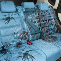Bula Fiji Back Car Seat Cover Shark Tail Turquoise Masi Tapa LT7 - Polynesian Pride