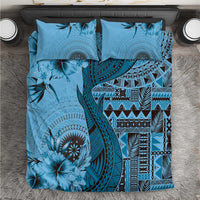 Bula Fiji Bedding Set Shark Tail Turquoise Masi Tapa LT7 Turquoise - Polynesian Pride