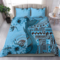 Bula Fiji Bedding Set Shark Tail Turquoise Masi Tapa LT7 - Polynesian Pride