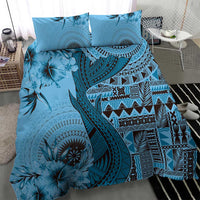 Bula Fiji Bedding Set Shark Tail Turquoise Masi Tapa LT7 - Polynesian Pride
