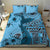 Bula Fiji Bedding Set Shark Tail Turquoise Masi Tapa