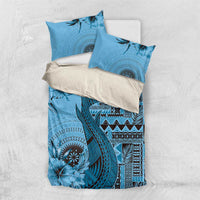 Bula Fiji Bedding Set Shark Tail Turquoise Masi Tapa LT7 US Twin 172cm x 218cm Turquoise - Polynesian Pride