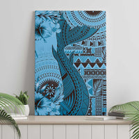 Bula Fiji Canvas Wall Art Shark Tail Turquoise Masi Tapa LT7 - Polynesian Pride