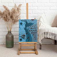 Bula Fiji Canvas Wall Art Shark Tail Turquoise Masi Tapa LT7 - Polynesian Pride