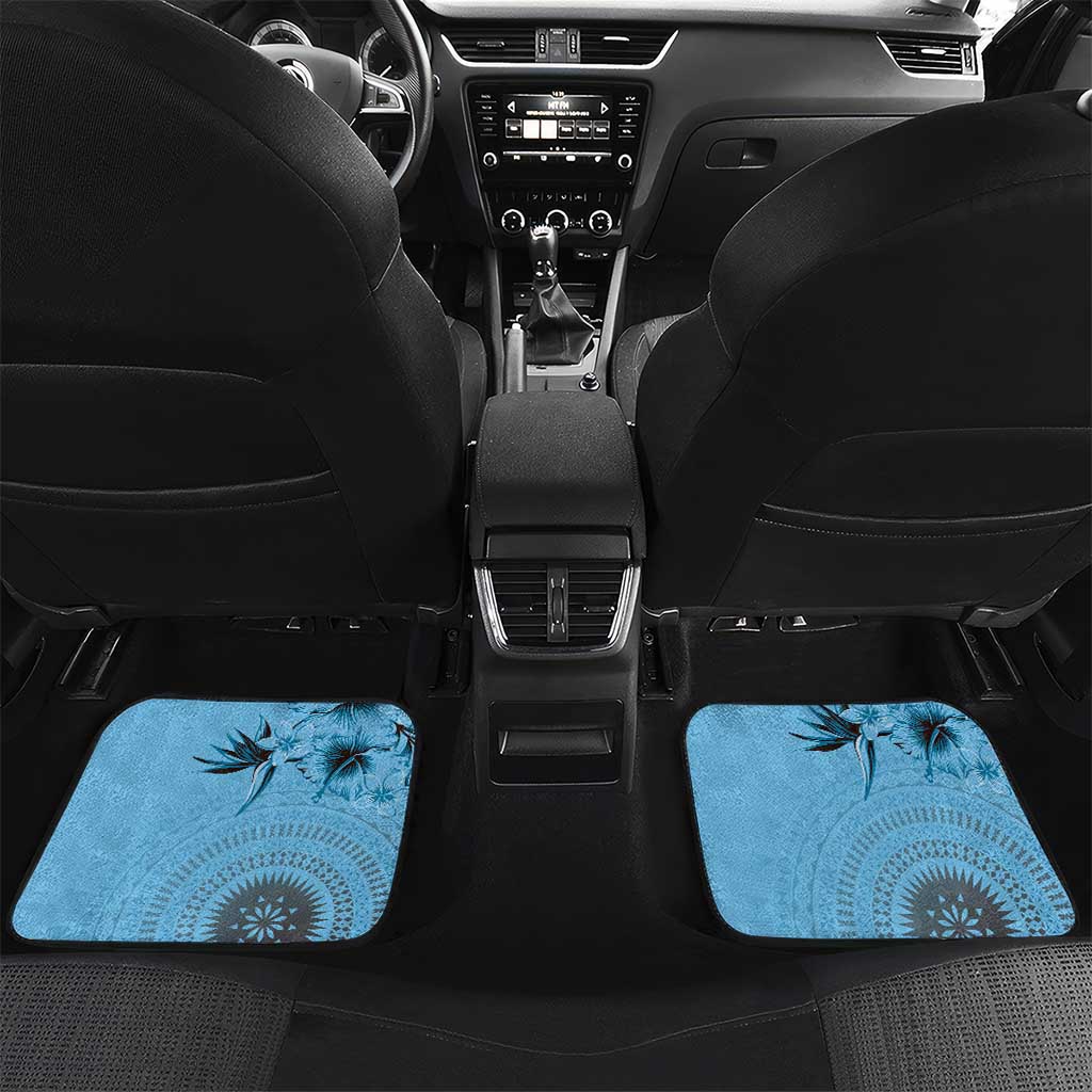 Bula Fiji Car Mats Shark Tail Turquoise Masi Tapa LT7 Set 2pcs - Back Turquoise - Polynesian Pride