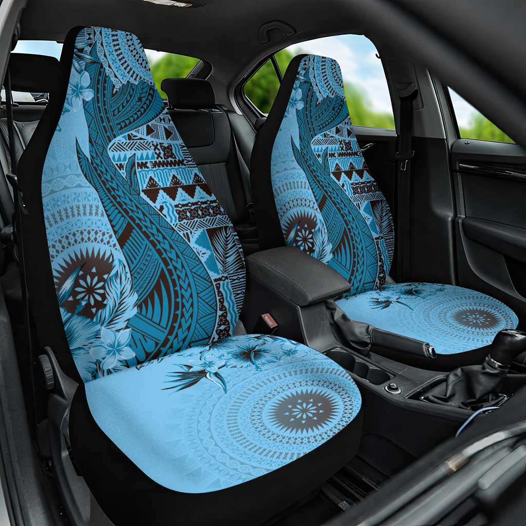 Bula Fiji Car Seat Cover Shark Tail Turquoise Masi Tapa LT7 One Size Turquoise - Polynesian Pride