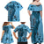 Bula Fiji Family Matching Off Shoulder Maxi Dress and Hawaiian Shirt Shark Tail Turquoise Masi Tapa