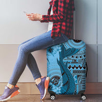 Bula Fiji Luggage Cover Shark Tail Turquoise Masi Tapa LT7 - Polynesian Pride