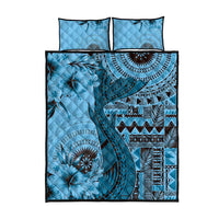 Bula Fiji Quilt Bed Set Shark Tail Turquoise Masi Tapa LT7 - Polynesian Pride
