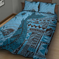 Bula Fiji Quilt Bed Set Shark Tail Turquoise Masi Tapa LT7 - Polynesian Pride
