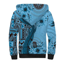 Bula Fiji Sherpa Hoodie Shark Tail Turquoise Masi Tapa LT7 - Polynesian Pride