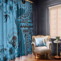Bula Fiji Window Curtain Shark Tail Turquoise Masi Tapa LT7 - Polynesian Pride
