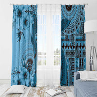 Bula Fiji Window Curtain Shark Tail Turquoise Masi Tapa LT7 - Polynesian Pride