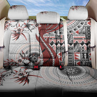 Bula Fiji Back Car Seat Cover Shark Tail White Masi Tapa LT7 One Size White - Polynesian Pride