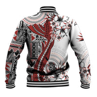 Bula Fiji Baseball Jacket Shark Tail White Masi Tapa LT7 - Polynesian Pride