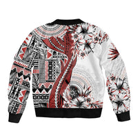 Bula Fiji Bomber Jacket Shark Tail White Masi Tapa LT7 - Polynesian Pride