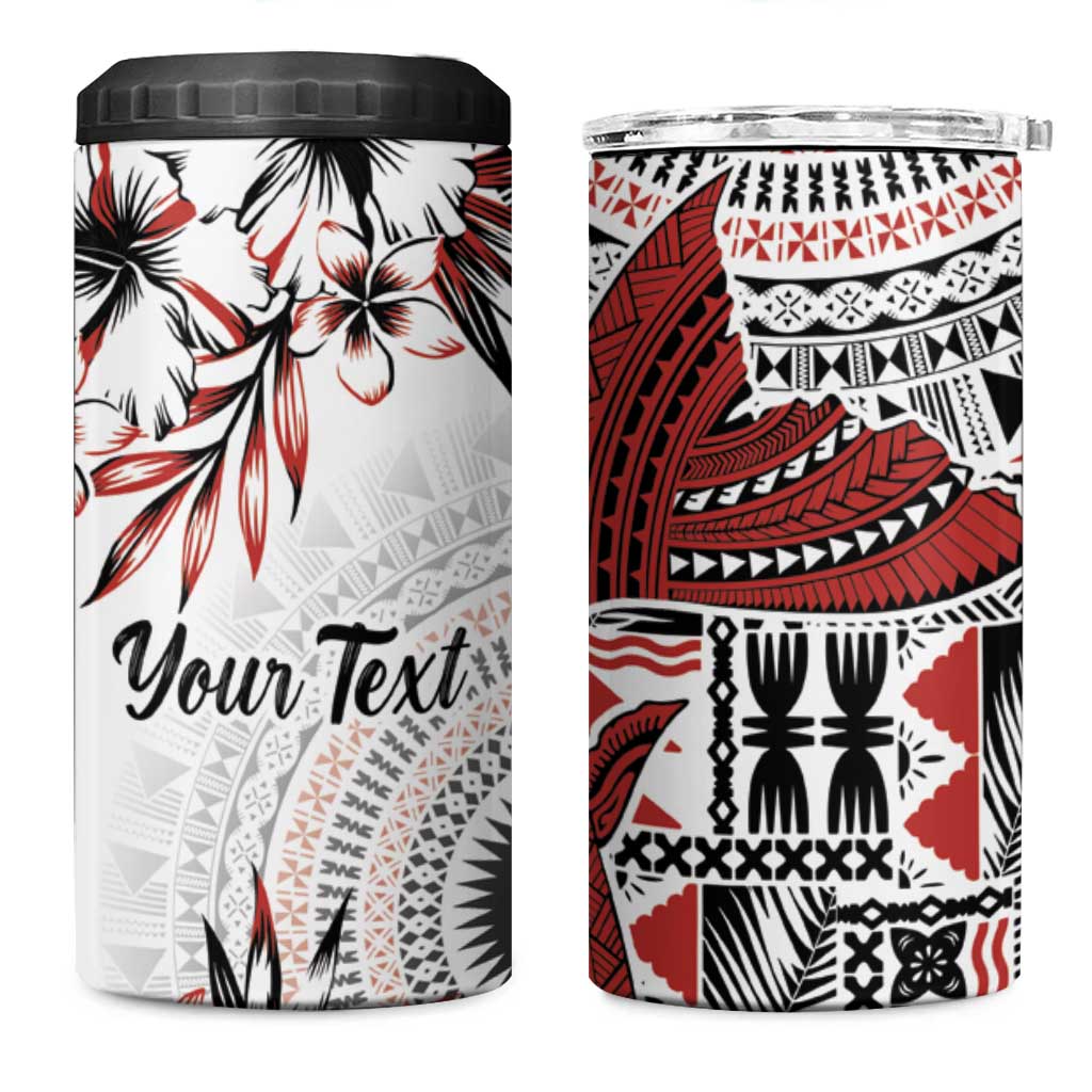 Bula Fiji Personalised 4 in 1 Can Cooler Tumbler Shark Tail White Masi Tapa LT7 One Size: 16 oz White - Polynesian Pride