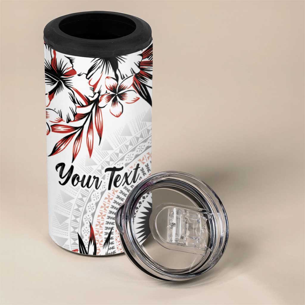 Bula Fiji Personalised 4 in 1 Can Cooler Tumbler Shark Tail White Masi Tapa LT7 - Polynesian Pride