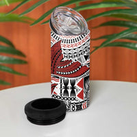 Bula Fiji Personalised 4 in 1 Can Cooler Tumbler Shark Tail White Masi Tapa LT7 - Polynesian Pride