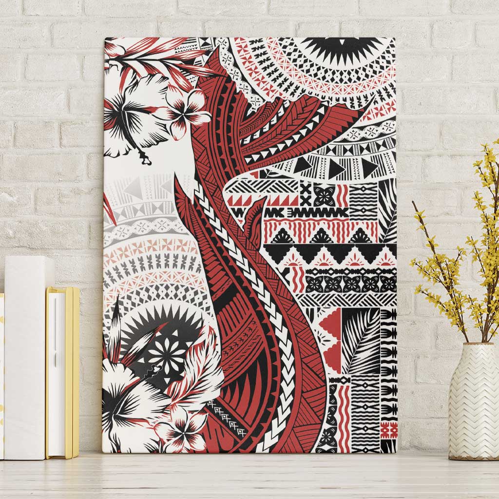 Bula Fiji Canvas Wall Art Shark Tail White Masi Tapa LT7 Without Frame White - Polynesian Pride