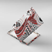 Bula Fiji Canvas Wall Art Shark Tail White Masi Tapa LT7 With Frame White - Polynesian Pride