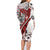 Bula Fiji Family Matching Long Sleeve Bodycon Dress and Hawaiian Shirt Shark Tail White Masi Tapa