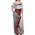 Bula Fiji Family Matching Off Shoulder Maxi Dress and Hawaiian Shirt Shark Tail White Masi Tapa