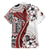 Bula Fiji Family Matching Puletasi and Hawaiian Shirt Shark Tail White Masi Tapa