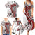 Bula Fiji Family Matching Summer Maxi Dress and Hawaiian Shirt Shark Tail White Masi Tapa