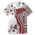 Bula Fiji Family Matching Summer Maxi Dress and Hawaiian Shirt Shark Tail White Masi Tapa