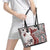 Bula Fiji Leather Tote Bag Shark Tail White Masi Tapa