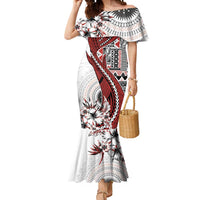 Bula Fiji Mermaid Dress Shark Tail White Masi Tapa LT7 Women White - Polynesian Pride