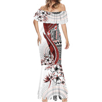 Bula Fiji Mermaid Dress Shark Tail White Masi Tapa LT7 - Polynesian Pride