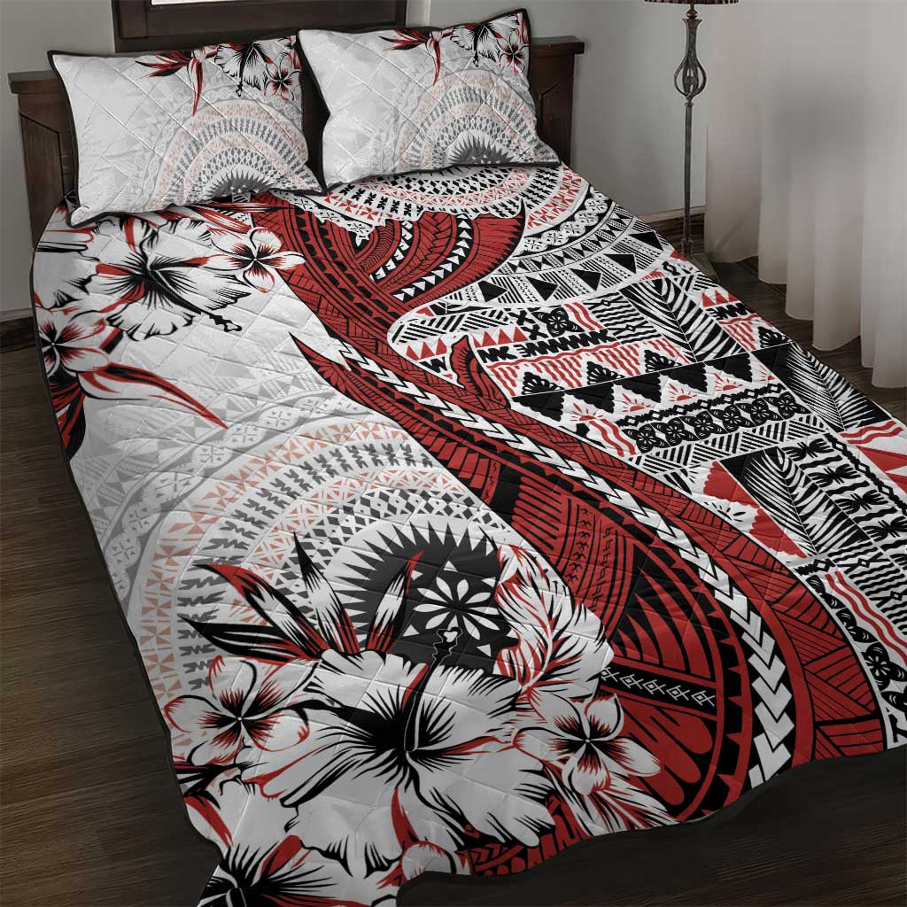 Bula Fiji Quilt Bed Set Shark Tail White Masi Tapa LT7 White - Polynesian Pride