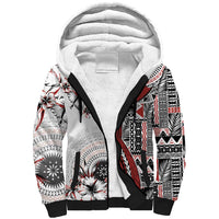 Bula Fiji Sherpa Hoodie Shark Tail White Masi Tapa LT7 Unisex White - Polynesian Pride