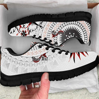 Bula Fiji Personalised Sneakers Shark Tail White Masi Tapa LT7 White - Polynesian Pride