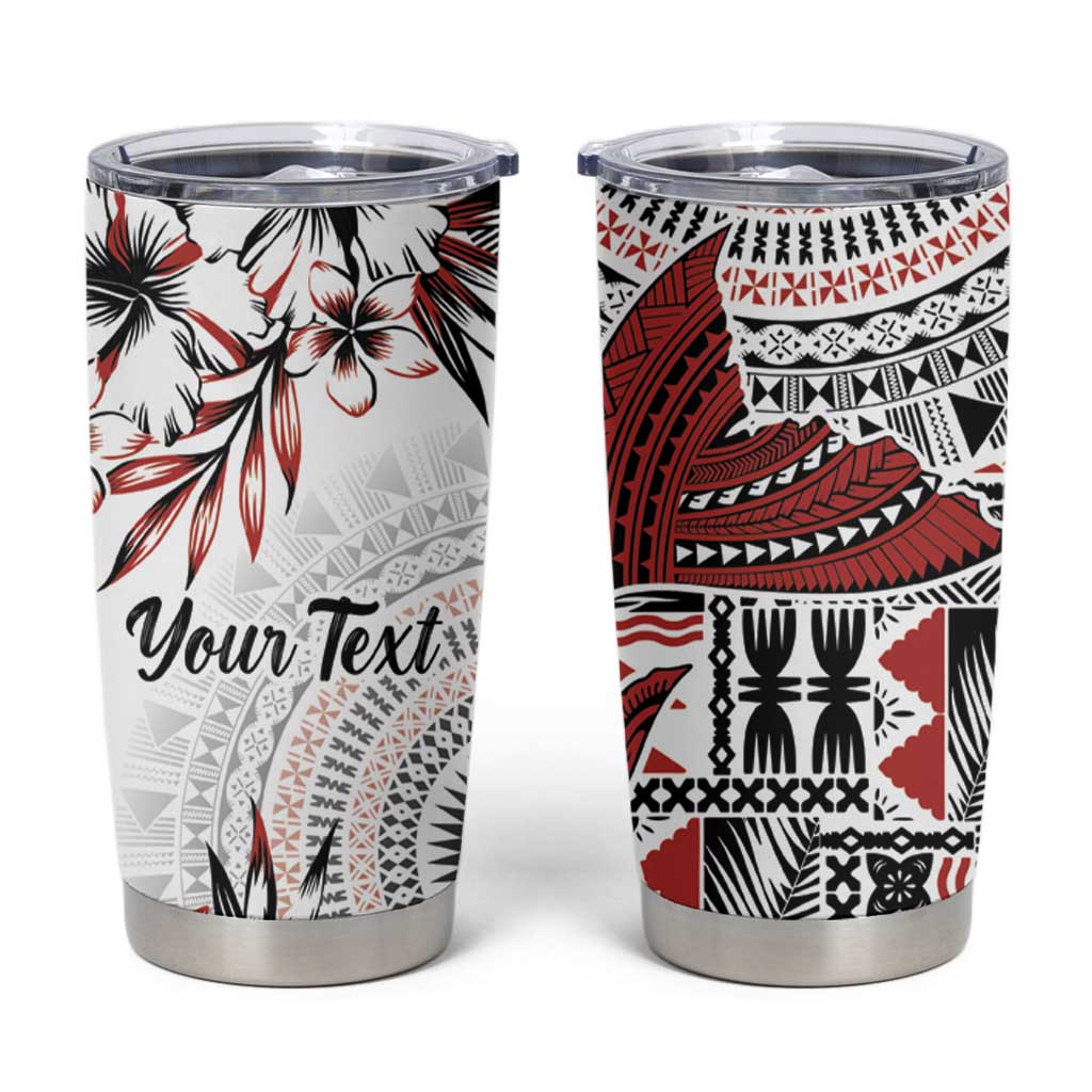 Bula Fiji Personalised Tumbler Cup Shark Tail White Masi Tapa LT7 White - Polynesian Pride