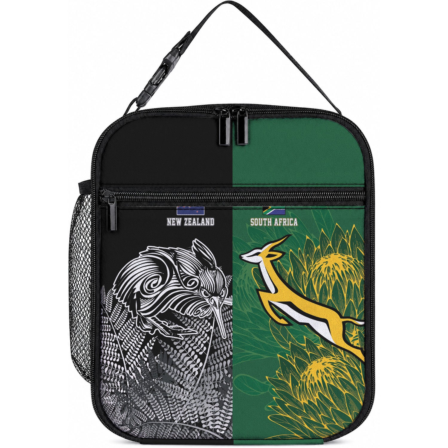 New Zealand - South Africa Greatest Rivals Rugby Lunch Bag Kiwi Vs Bokke LT7 10.2 × 8.3 × 4.3 inch Multicolor - Polynesian Pride